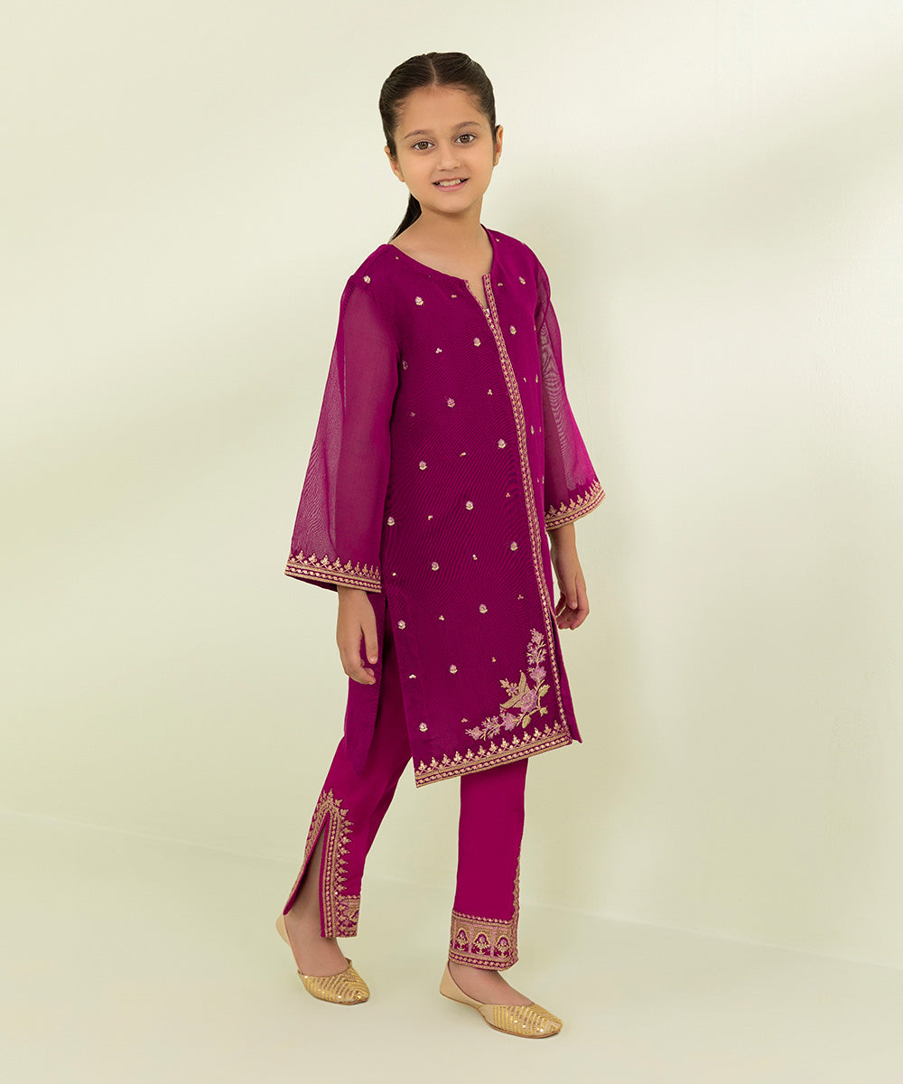 2 Piece Embroidered Silk Khaddi Suit - Buy Online