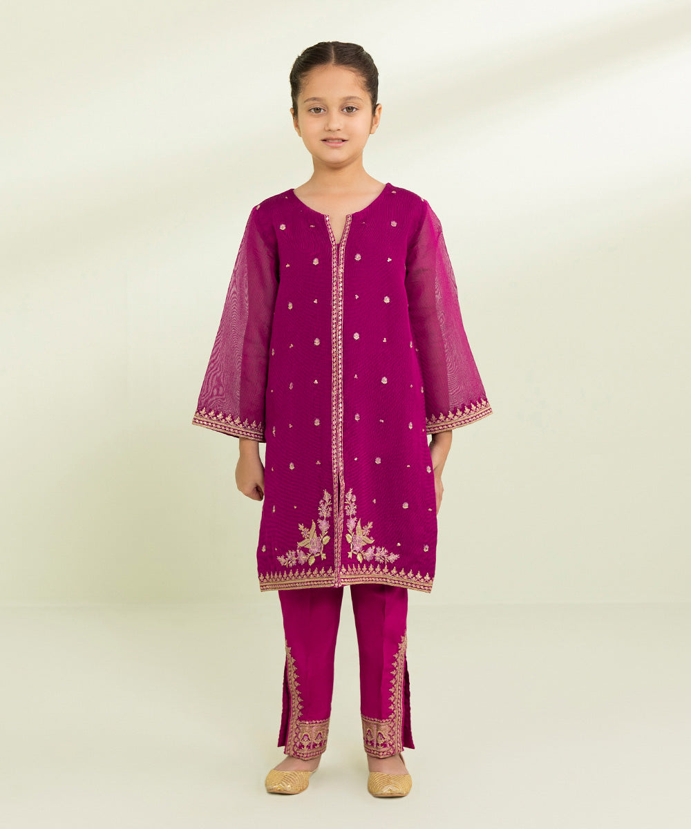 2 Piece Embroidered Silk Khaddi Suit - Buy Online