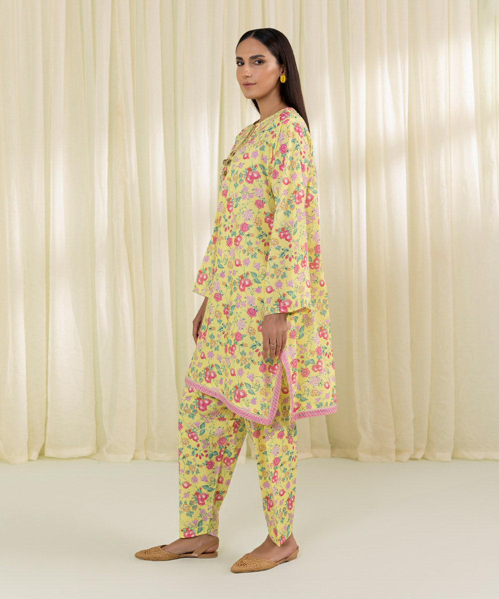 2 Piece - Floral Print Lawn Suit