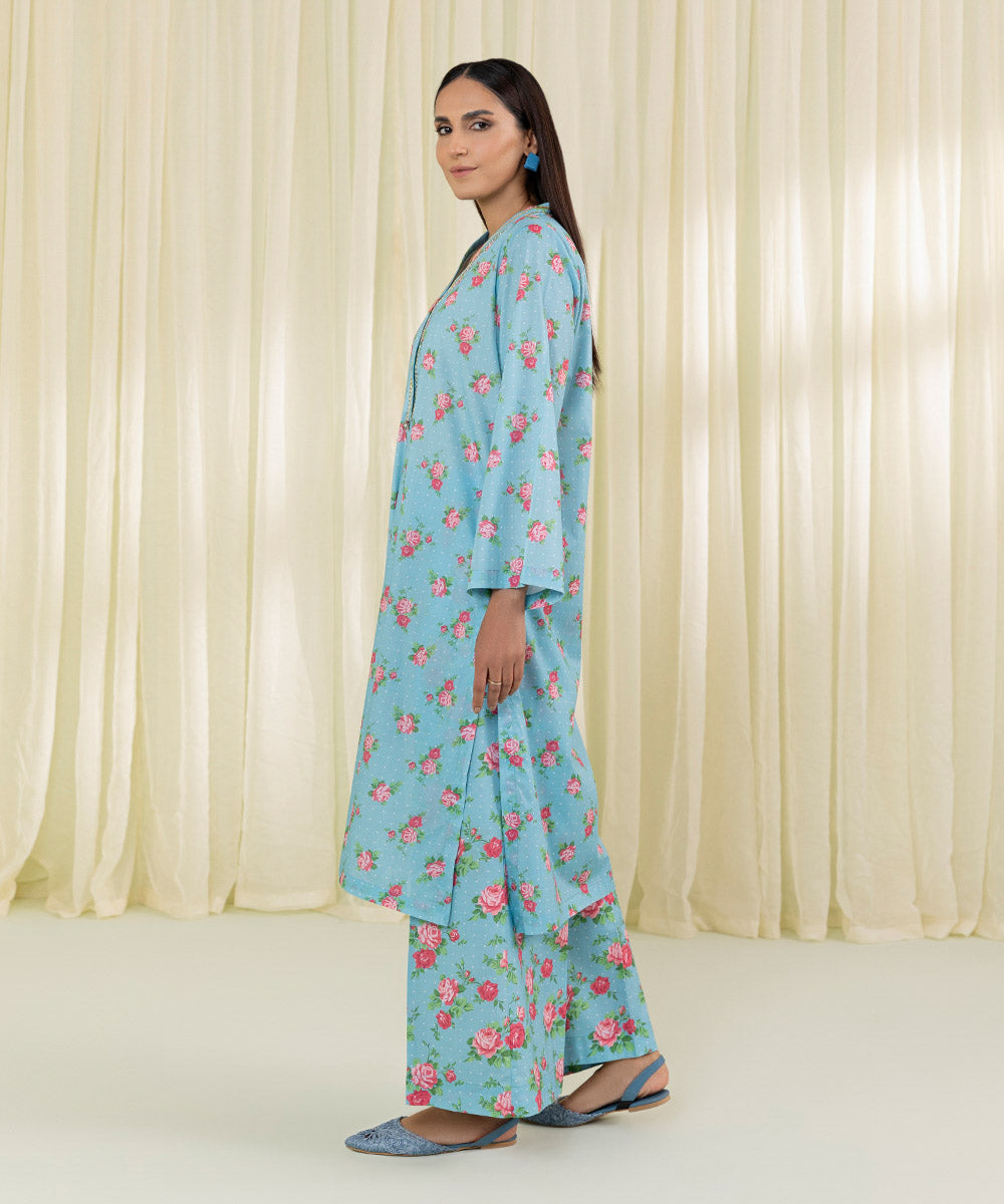 2 Piece - Floral Print Lawn Suit