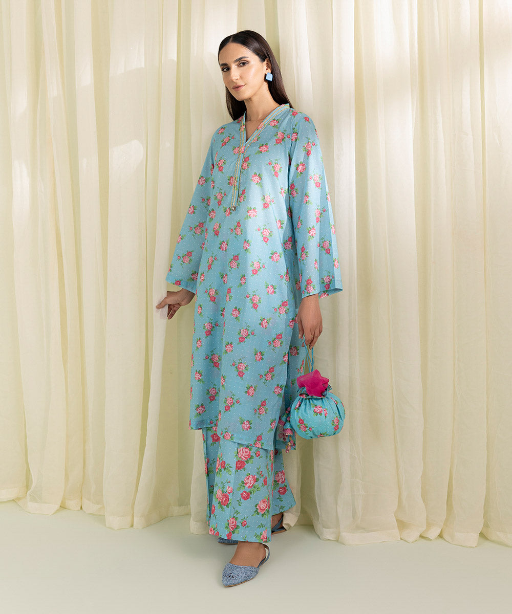 2 Piece - Floral Print Lawn Suit