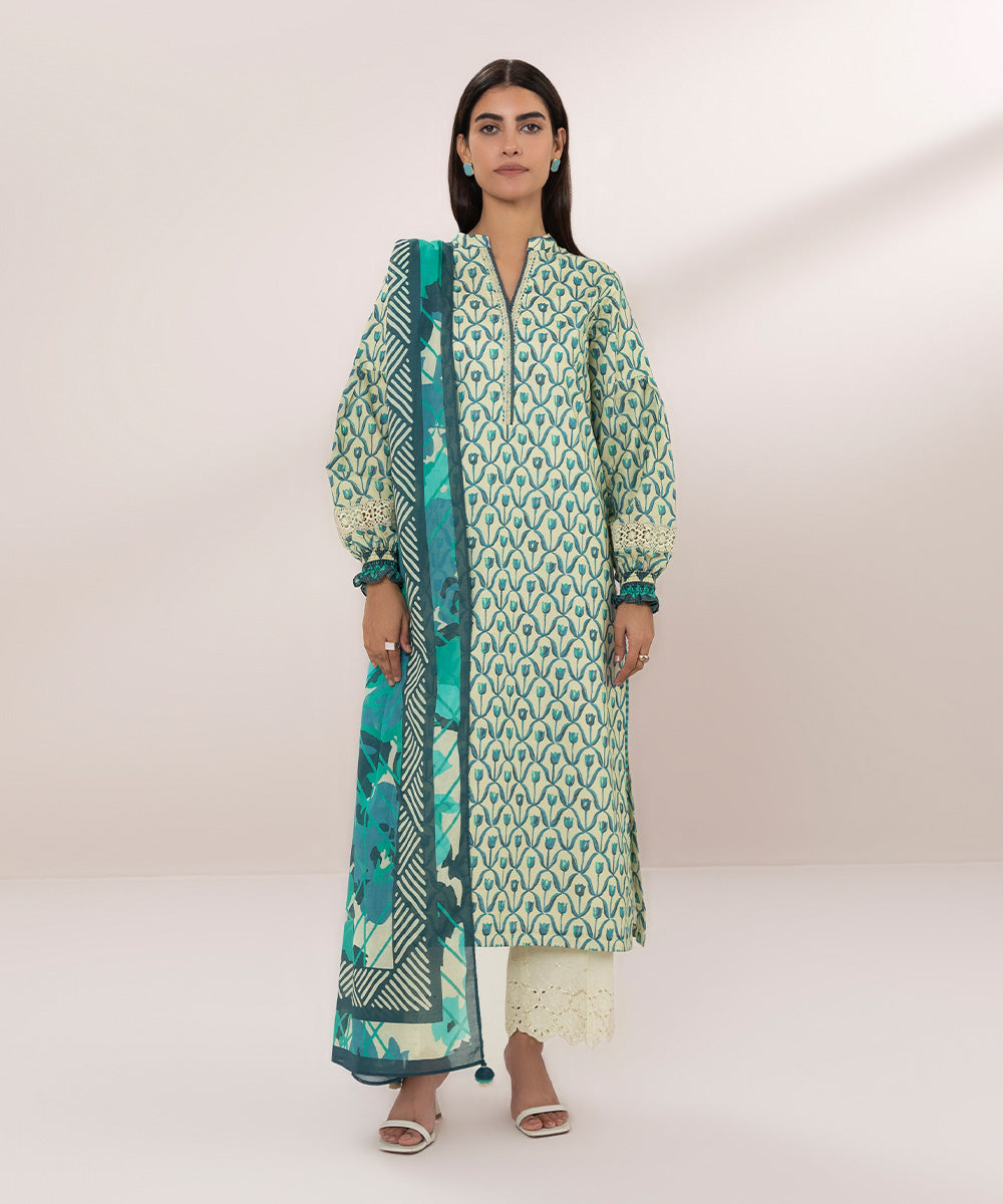 2 Piece - Print Zari Lawn Suit - Buy Now