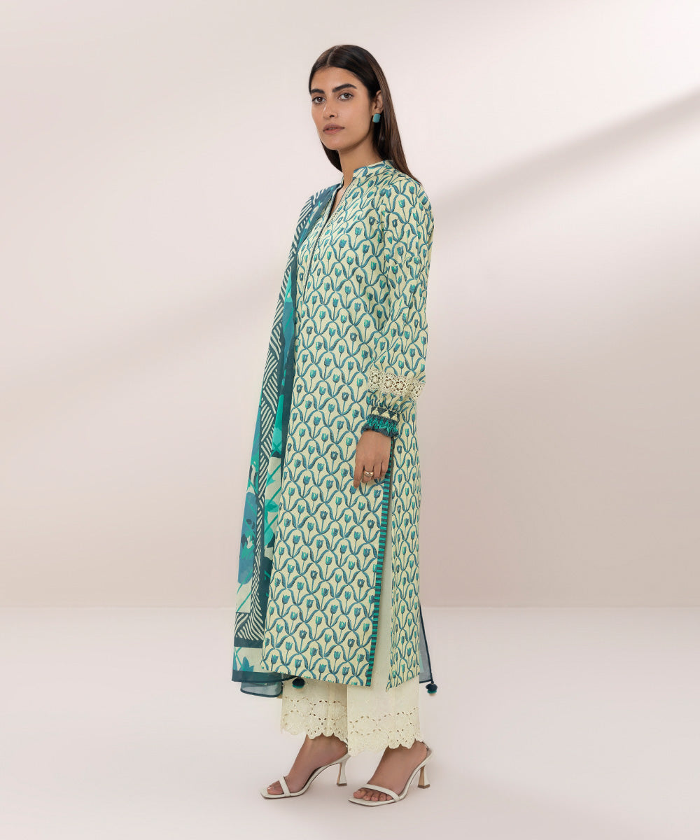 2 Piece - Print Zari Lawn Suit - Buy Now