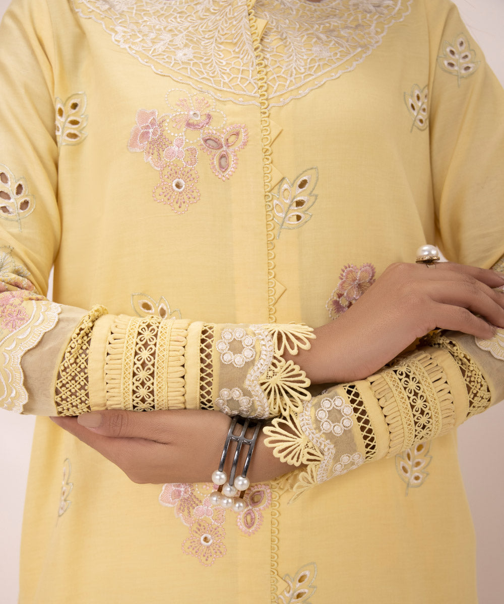 3-Piece Cotton Satin Suit with Embroidery.