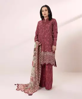 3 Piece Dobby Suit - Embroidered - Buy Now