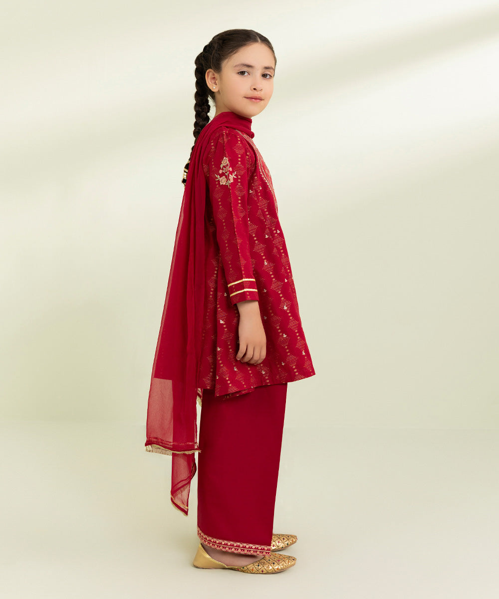 3 piece embroidered jacquard suit