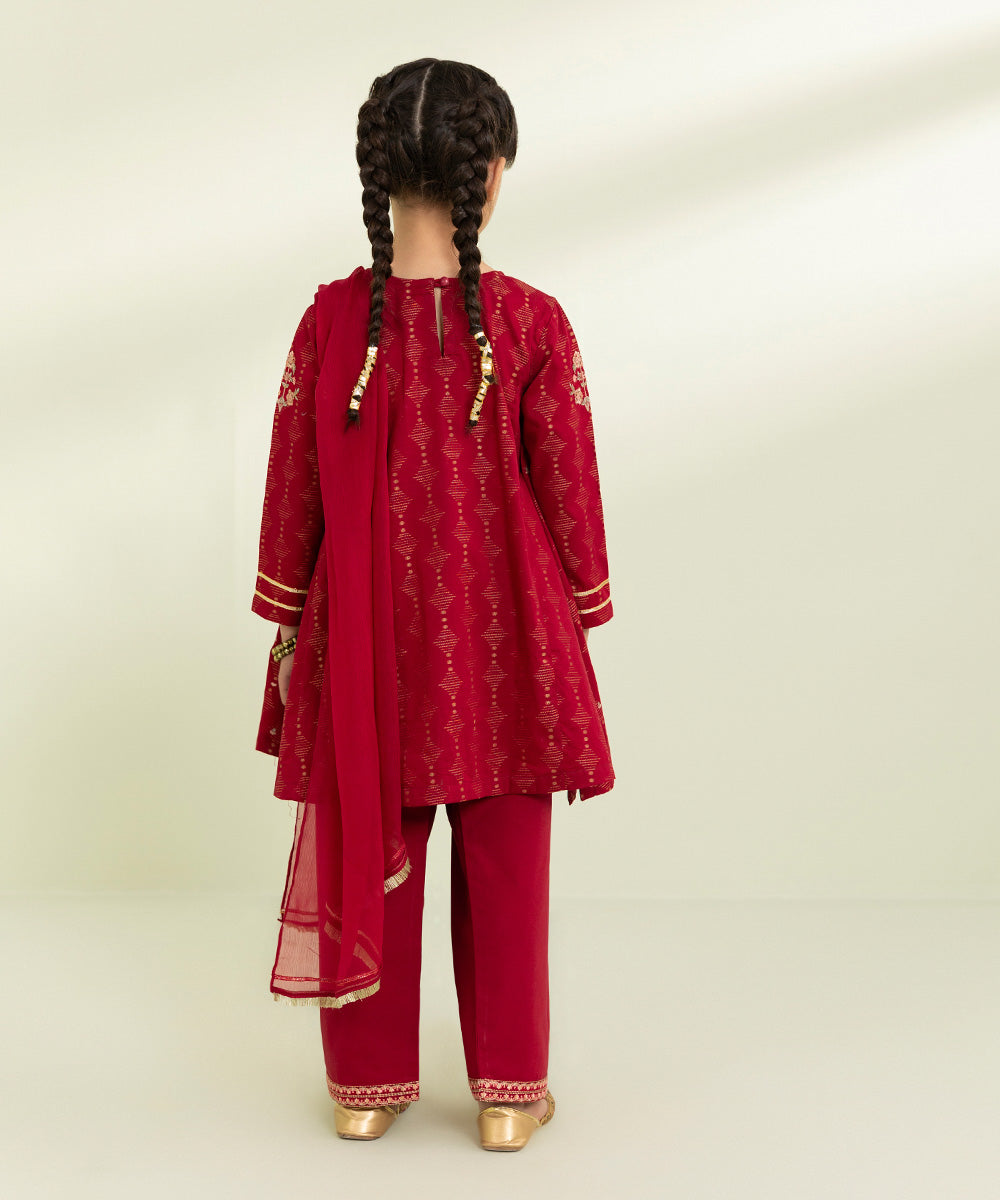 3 piece embroidered jacquard suit