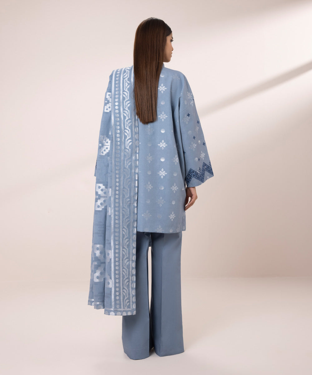 3-Piece Embroidered Jacquard Suit