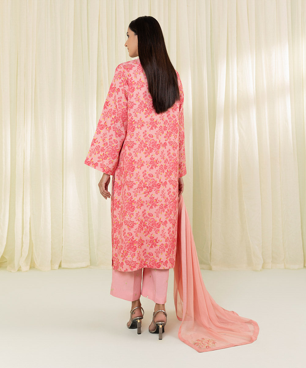 3 Piece Embroidered Raw Silk Suit