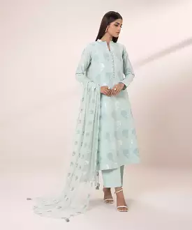 3 Piece Jacquard Suit with Embroidery