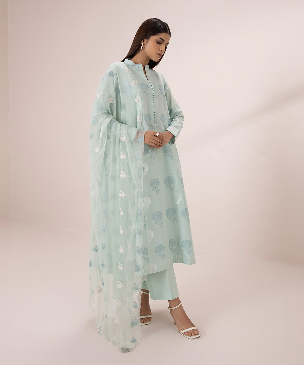 3 Piece Jacquard Suit with Embroidery