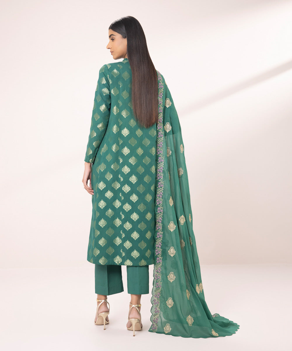 3 Piece Jacquard Suit with Embroidery