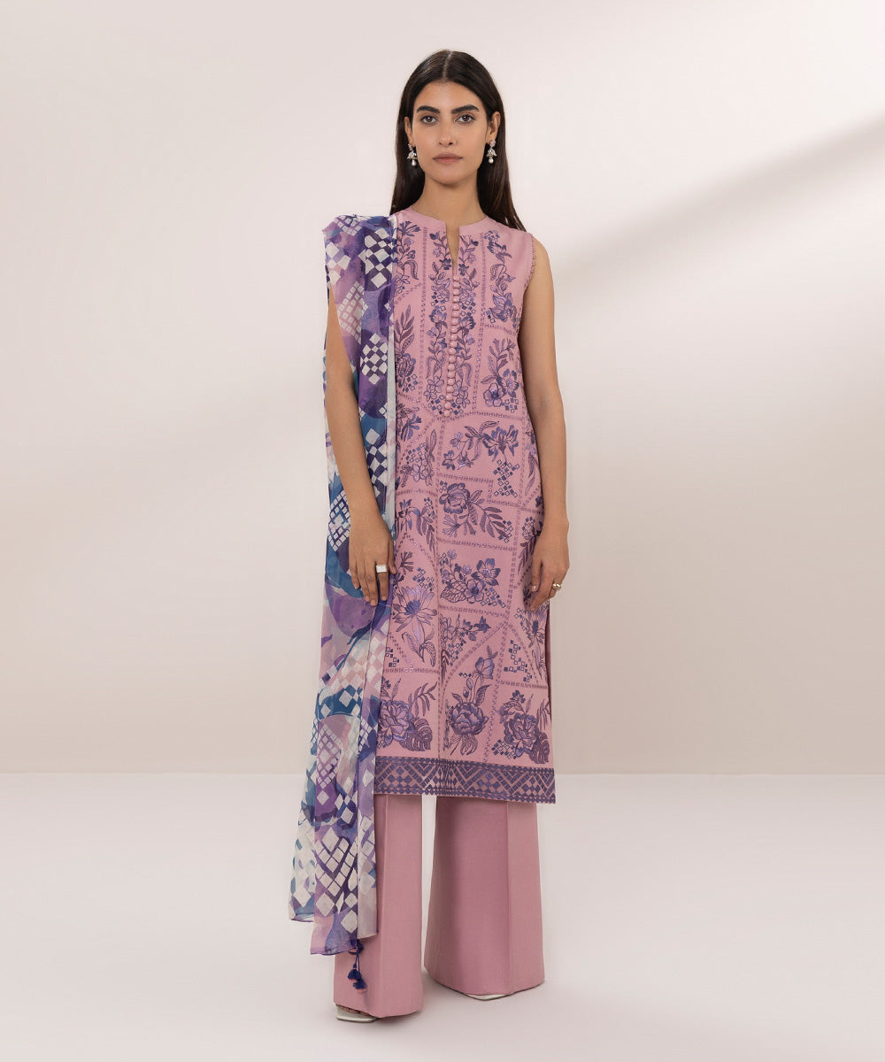 3 Piece Lawn Suit with Embroidery