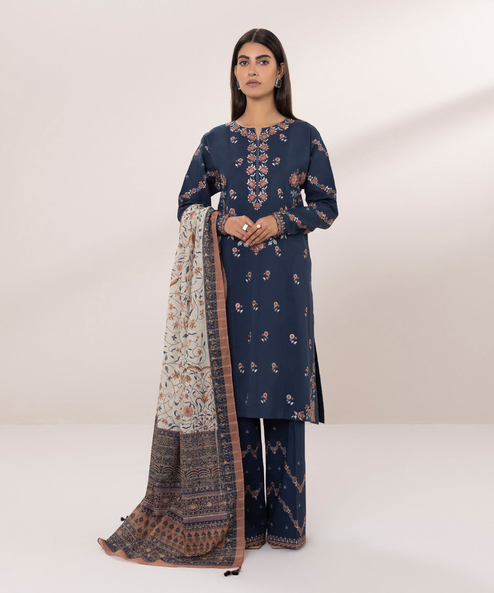 3 Piece Lawn Suit with Embroidery