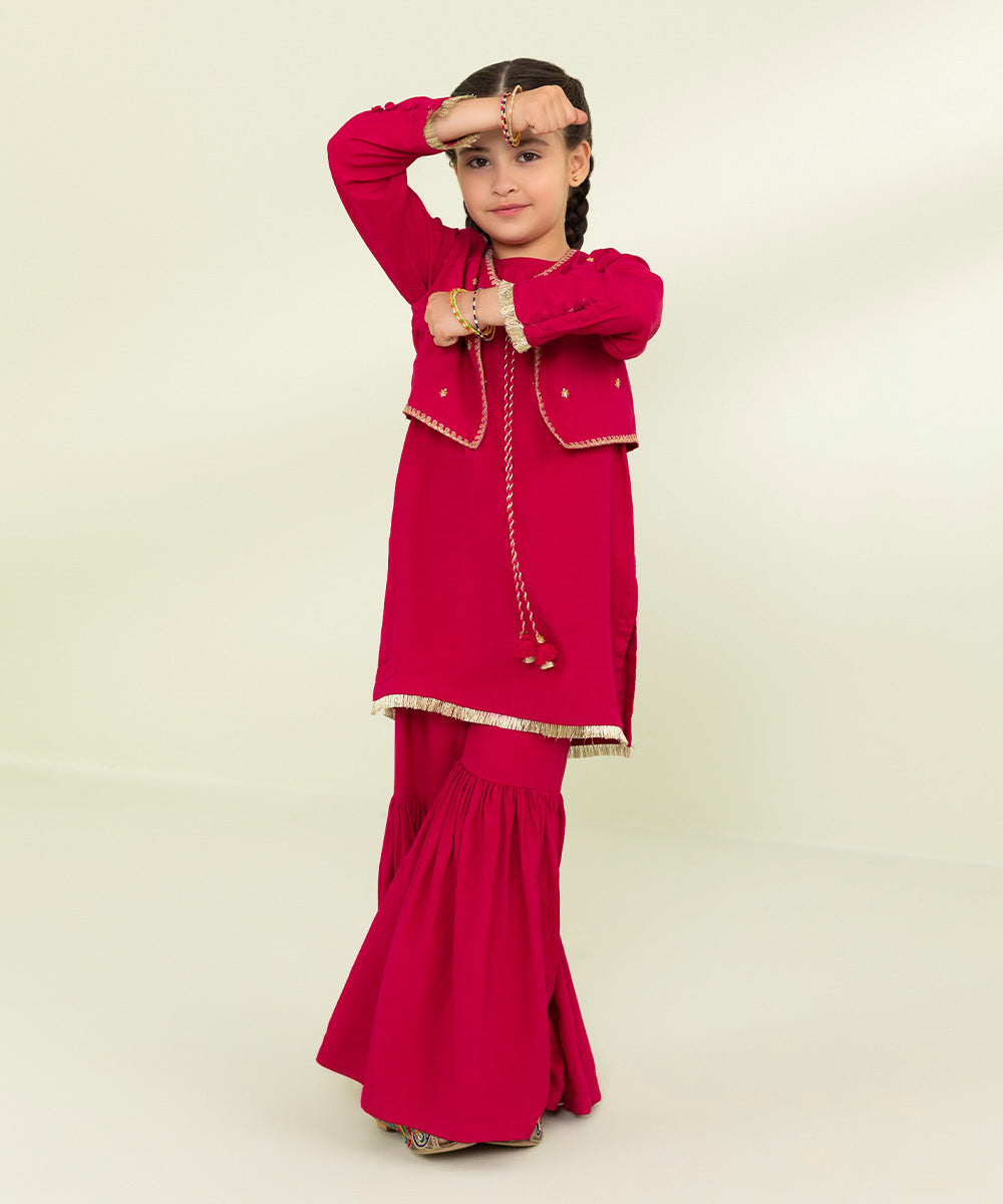 3-Piece Raw Silk Suit with Embroidery