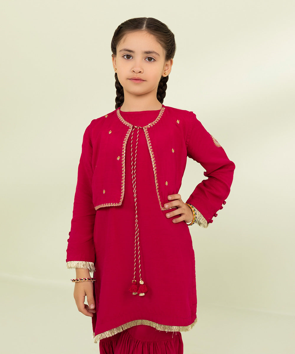 3-Piece Raw Silk Suit with Embroidery