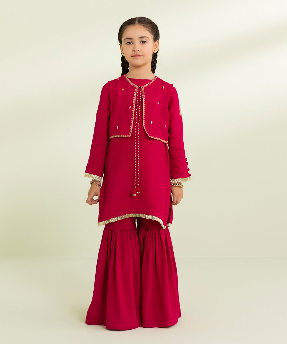 3-Piece Raw Silk Suit with Embroidery