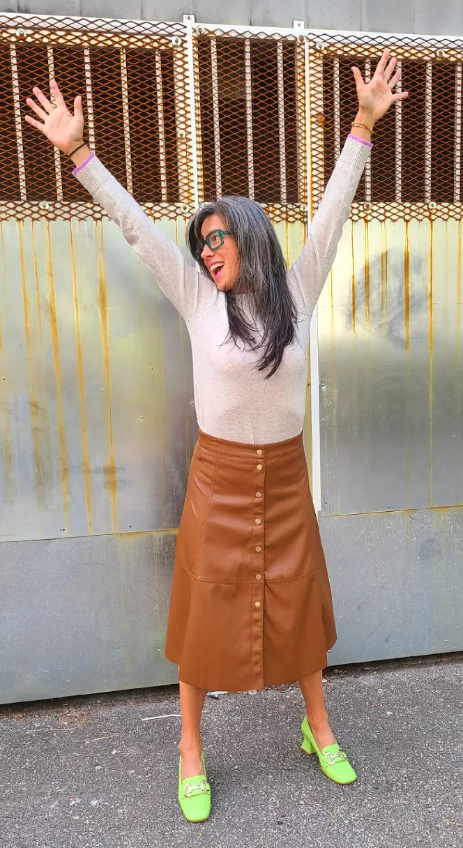 6531 Camel Faux Leather Skirt