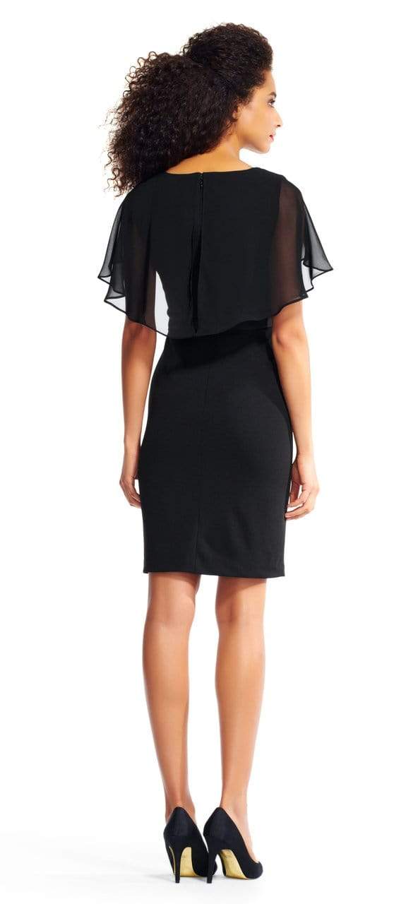 Adrianna Papell Little Black Dress with Sheer Ruffle Cape - AP1D100542