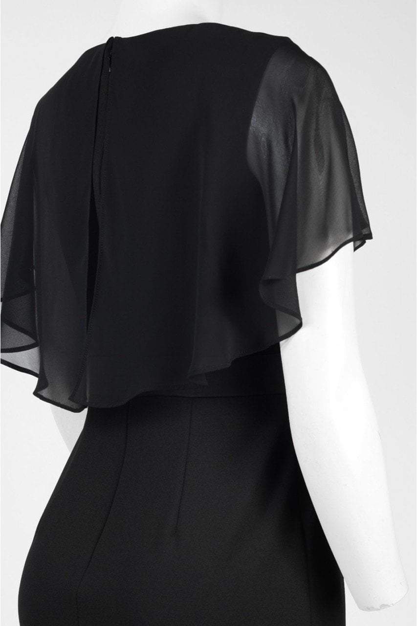 Adrianna Papell Little Black Dress with Sheer Ruffle Cape - AP1D100542