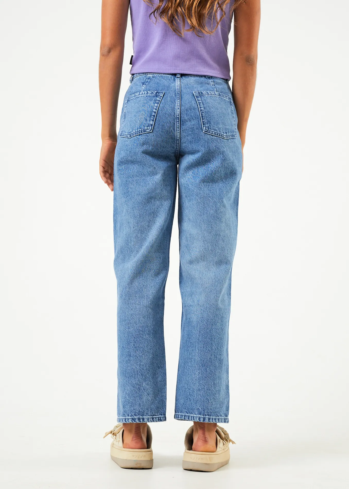 AFENDS Shelby Denim Wide Leg Jeans - Long Length, Worn Blue