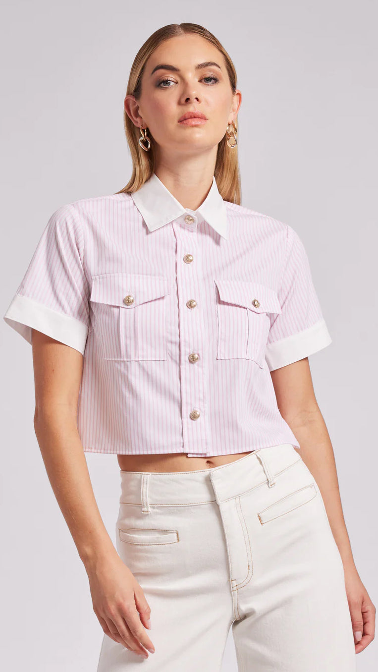 Alida Pinstripe Shirt - White/Pink - Shop 'Generation Love'