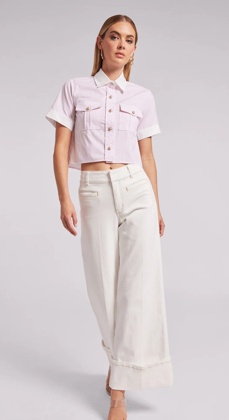 Alida Pinstripe Shirt - White/Pink - Shop 'Generation Love'