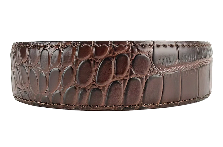 Alligator Coffee Leather Strap - 1 3/8 inch Dress Embossed