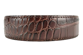 Alligator Coffee Leather Strap - 1 3/8 inch Dress Embossed