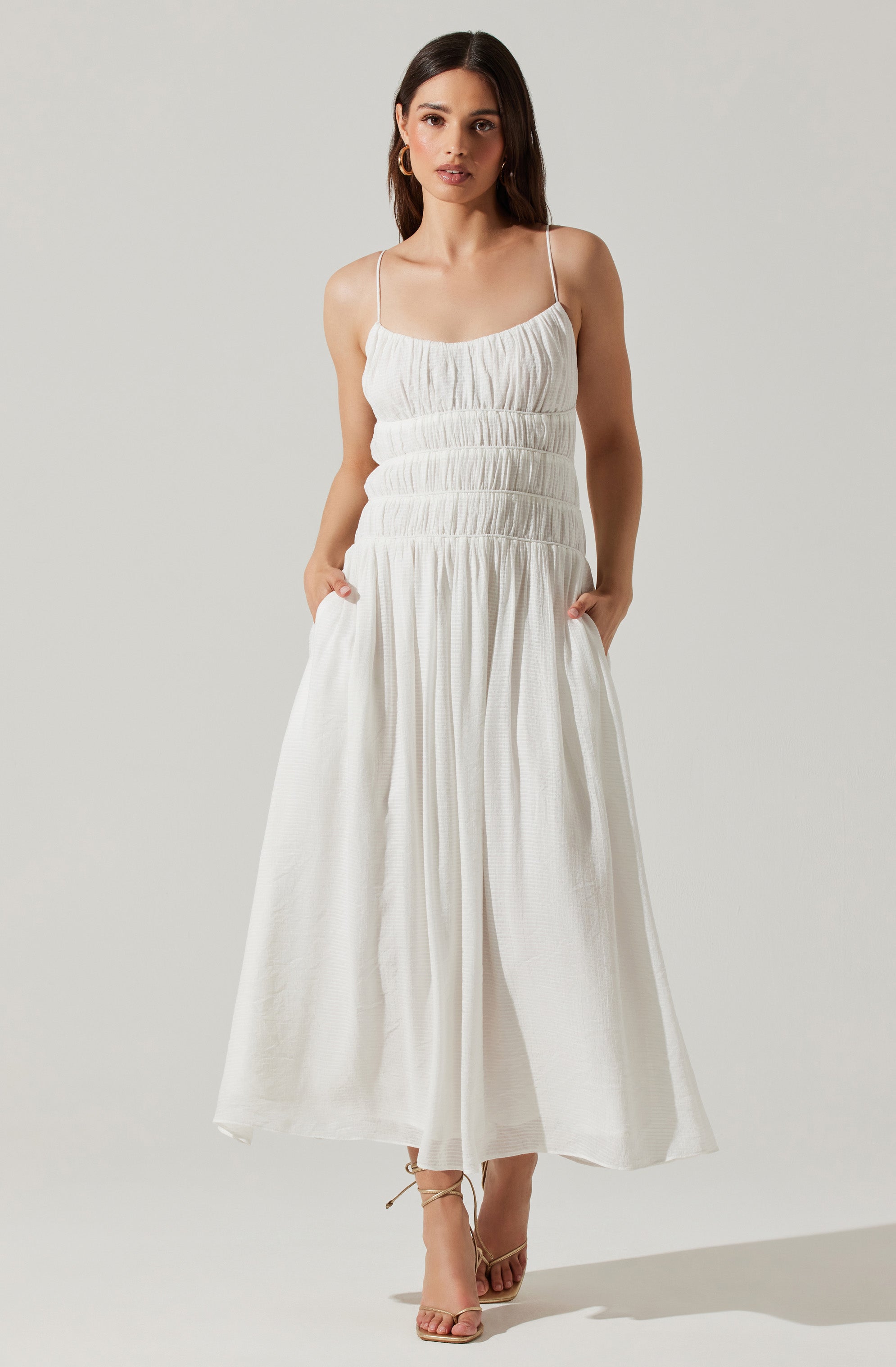 Andrina Smocked Midi Dress - Google SEO Results: Tiered Ruffle Midi Dress with Smocked Bodice