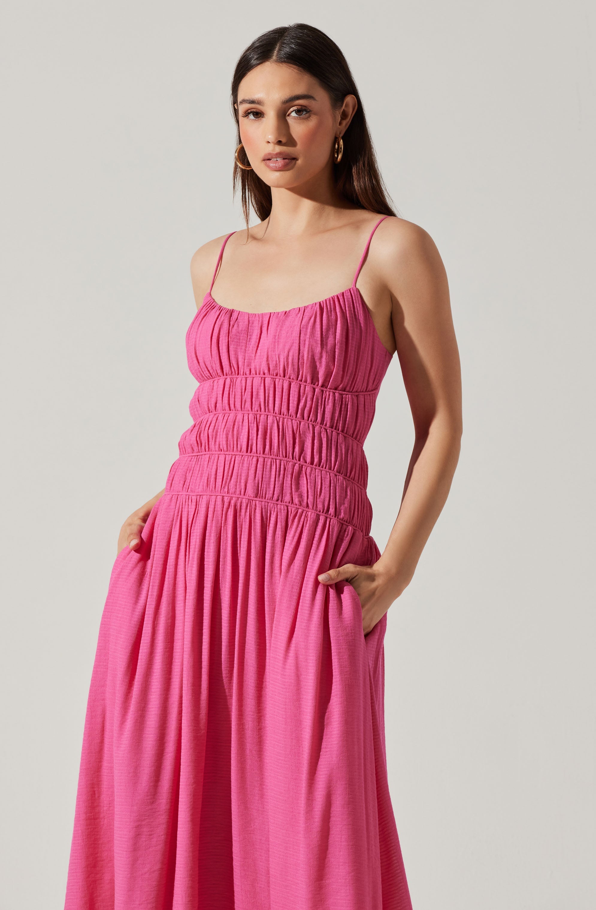 Andrina Smocked Midi Dress - Google SEO Results: Tiered Ruffle Midi Dress with Smocked Bodice