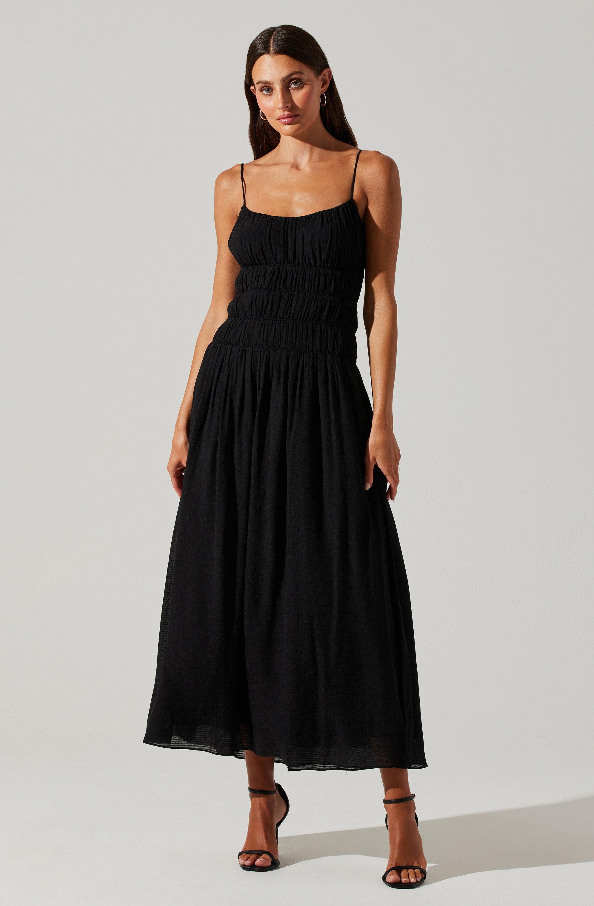 Andrina Smocked Midi Dress - Google SEO Results: Tiered Ruffle Midi Dress with Smocked Bodice