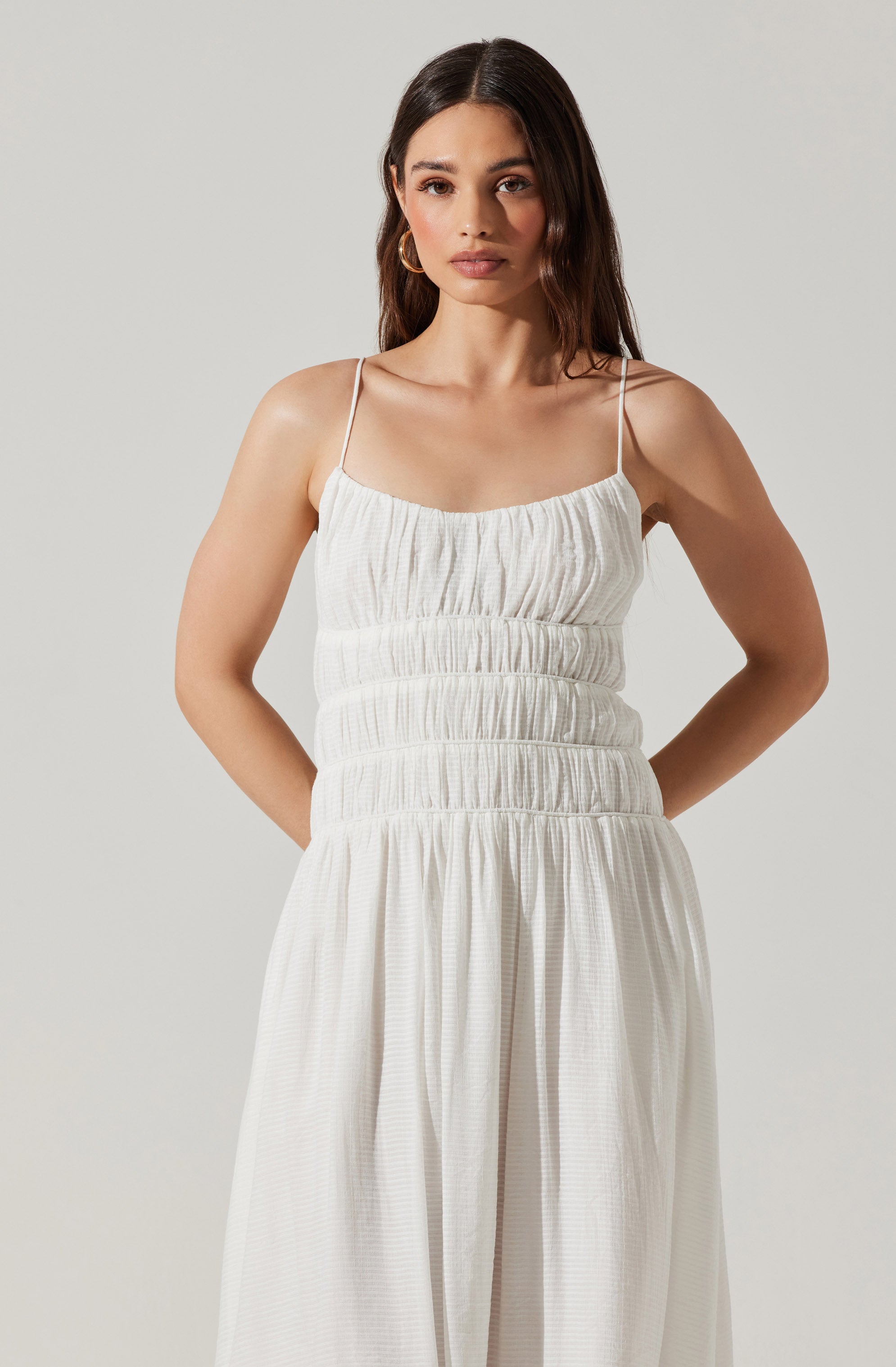 Andrina Smocked Midi Dress - Google SEO Results: Tiered Ruffle Midi Dress with Smocked Bodice