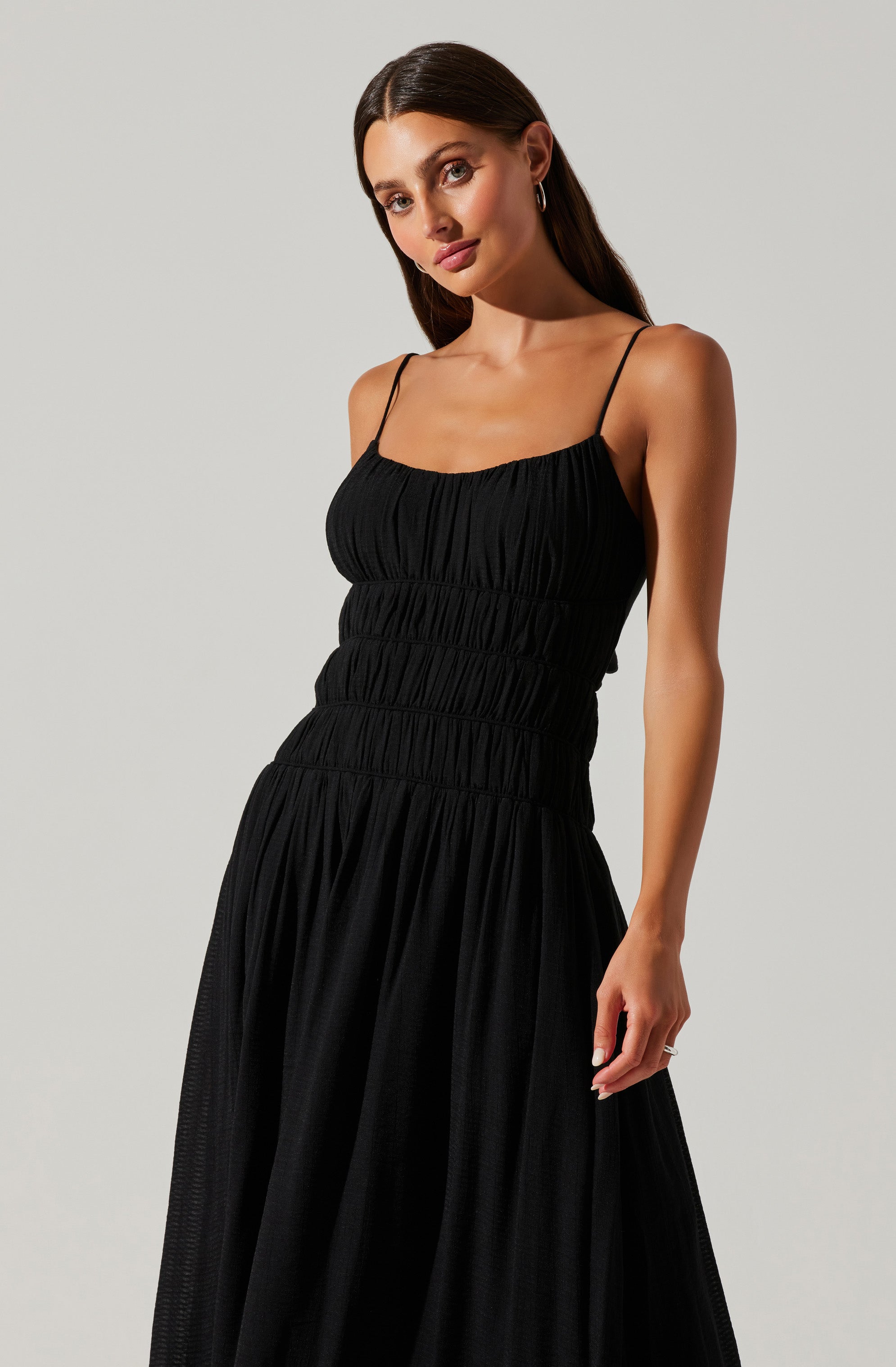 Andrina Smocked Midi Dress - Google SEO Results: Tiered Ruffle Midi Dress with Smocked Bodice