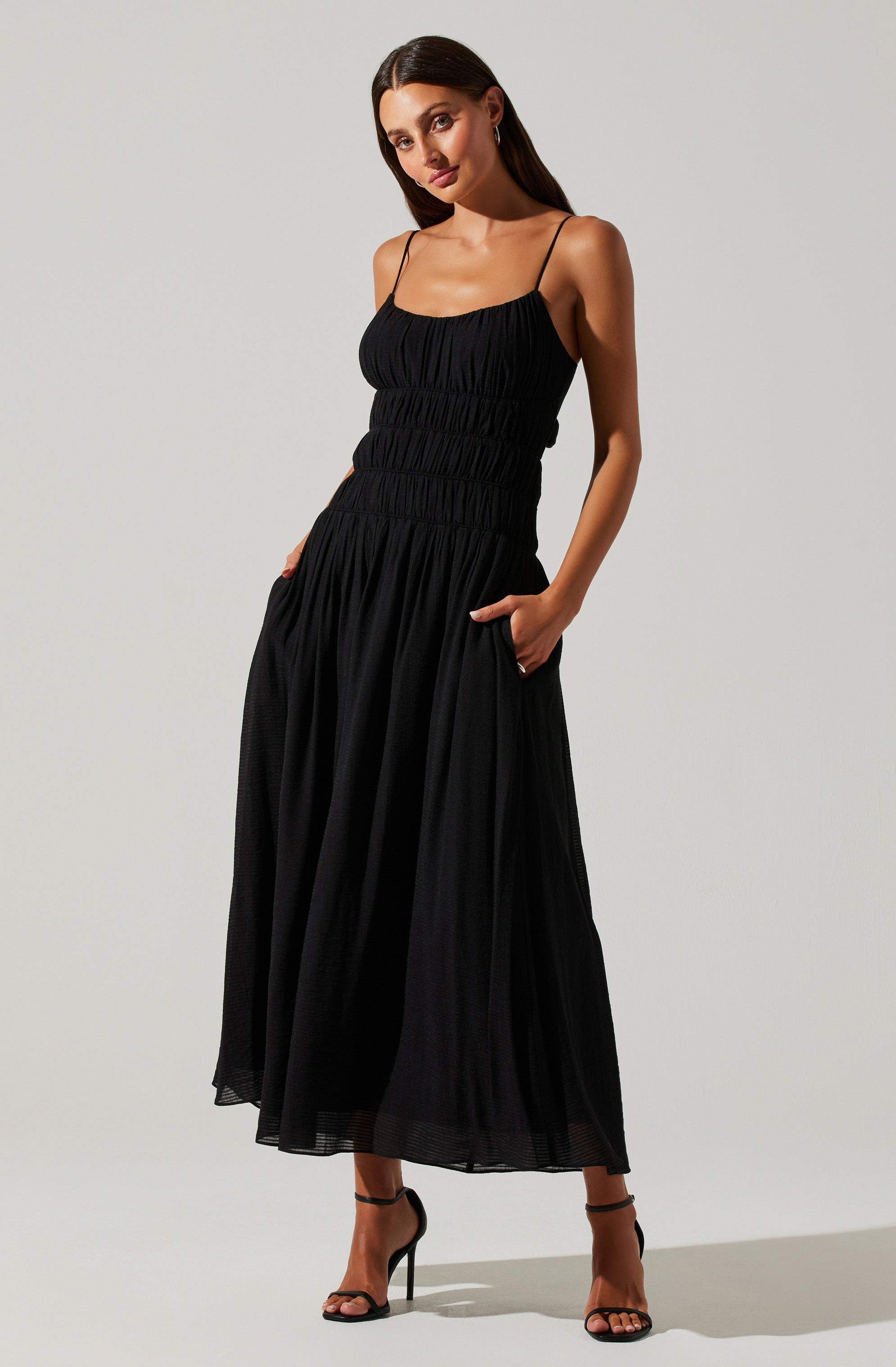 Andrina Smocked Midi Dress - Google SEO Results: Tiered Ruffle Midi Dress with Smocked Bodice