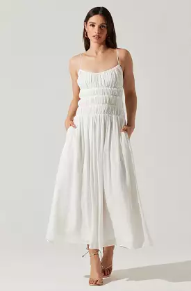 Andrina Smocked Midi Dress - Google SEO Results: Tiered Ruffle Midi Dress with Smocked Bodice