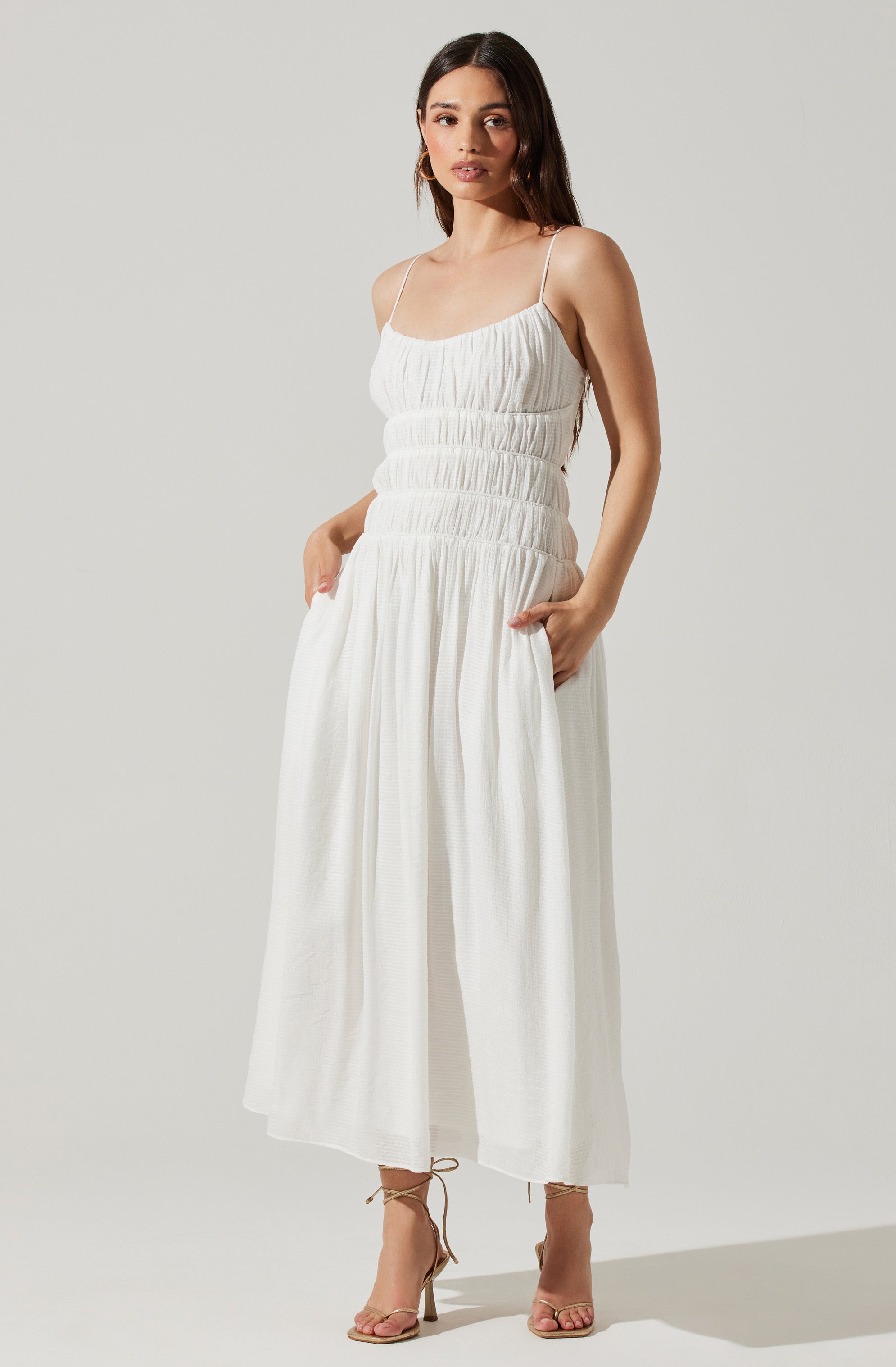 Andrina Smocked Midi Dress - Google SEO Results: Tiered Ruffle Midi Dress with Smocked Bodice