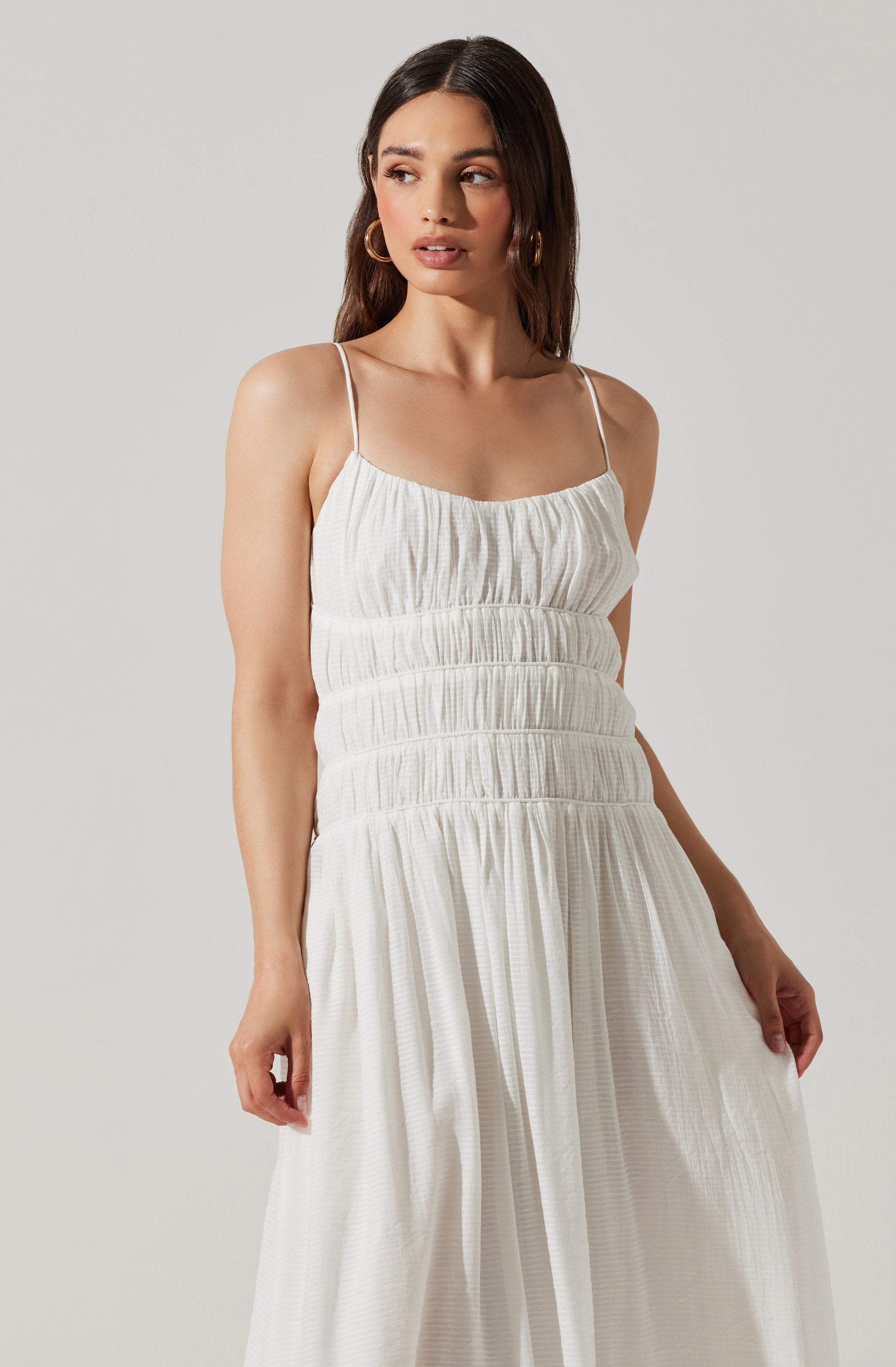 Andrina Smocked Midi Dress - Google SEO Results: Tiered Ruffle Midi Dress with Smocked Bodice