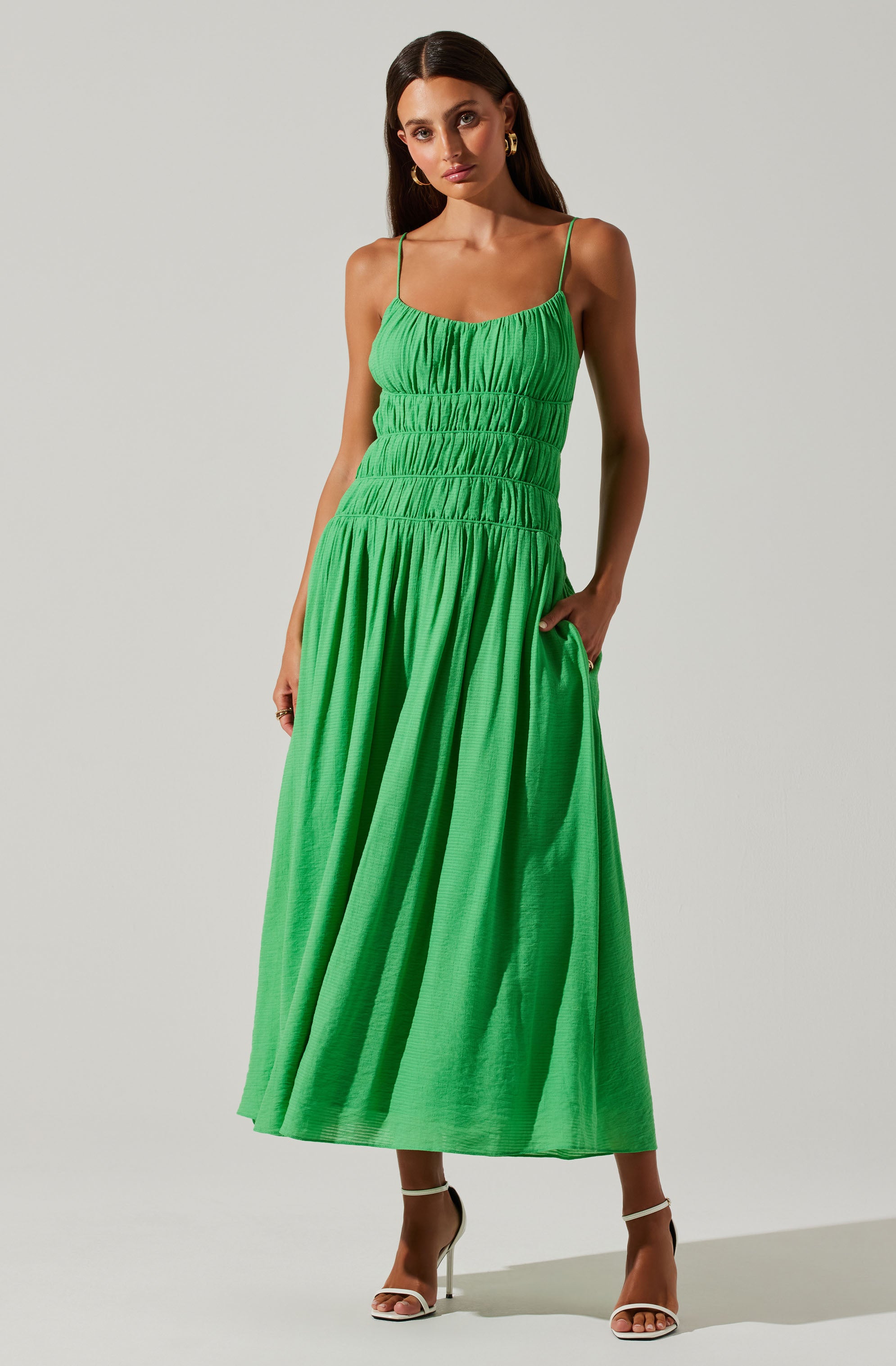 Andrina Smocked Midi Dress - Google SEO Results: Tiered Ruffle Midi Dress with Smocked Bodice