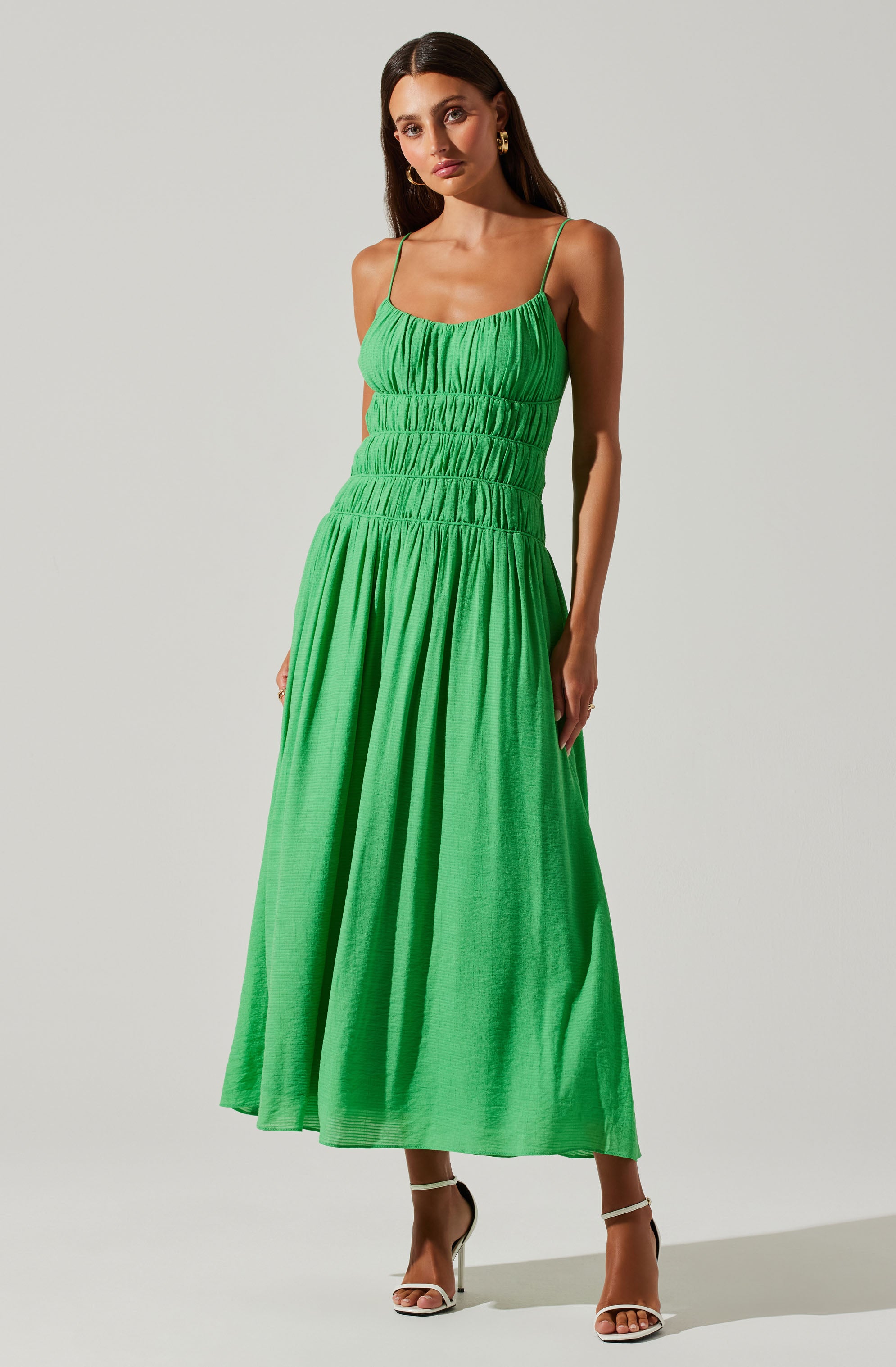 Andrina Smocked Midi Dress - Google SEO Results: Tiered Ruffle Midi Dress with Smocked Bodice