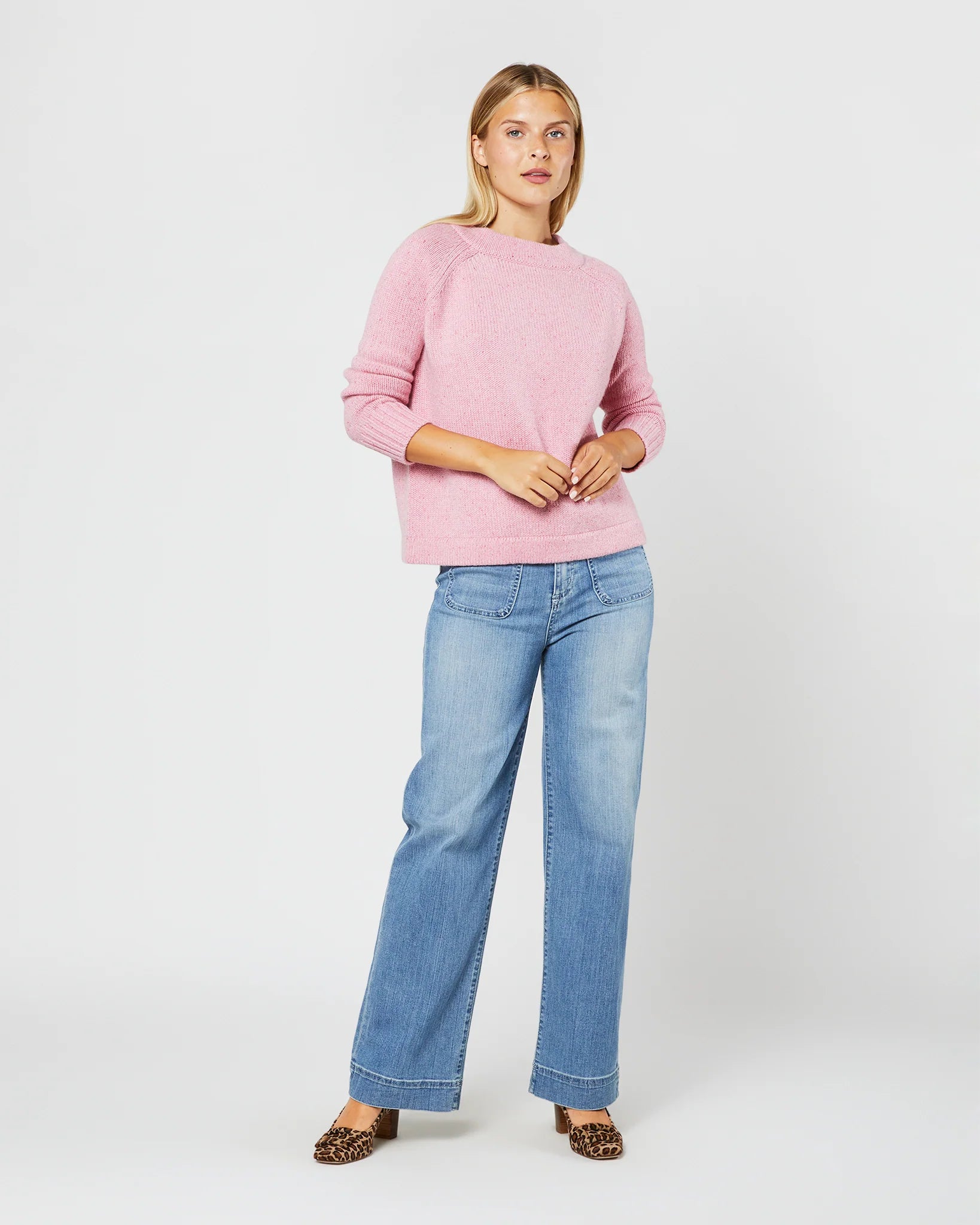 Ann Mashburn Golightly Sweater Pink Donegal - Shop online now at Ann Mashburn for the stylish Golightly Sweater in Pink Donegal.