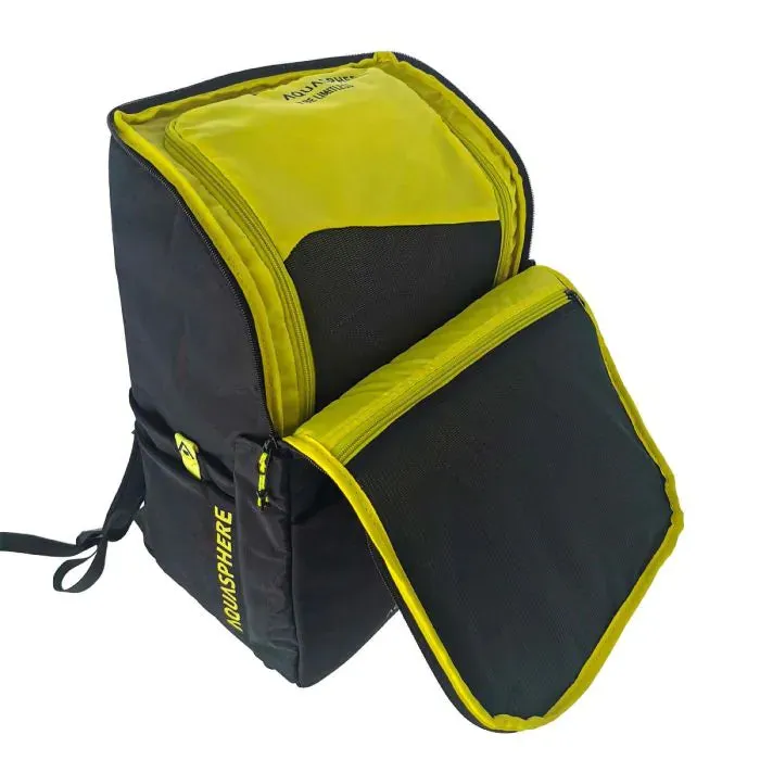 Aqua Sphere Transition Backpack in Black and Bright Yellow.