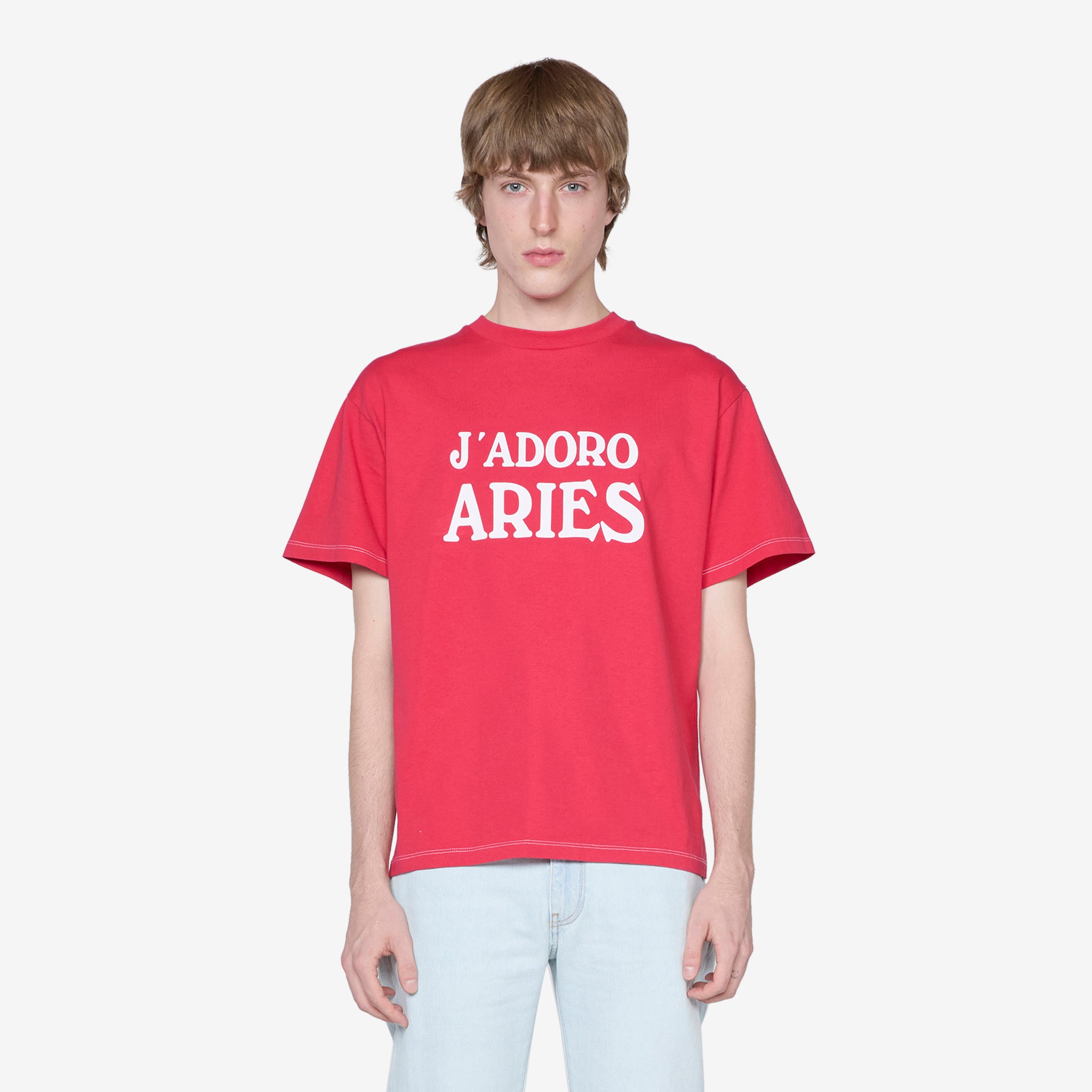 Aries Red Short Sleeve T-Shirt.