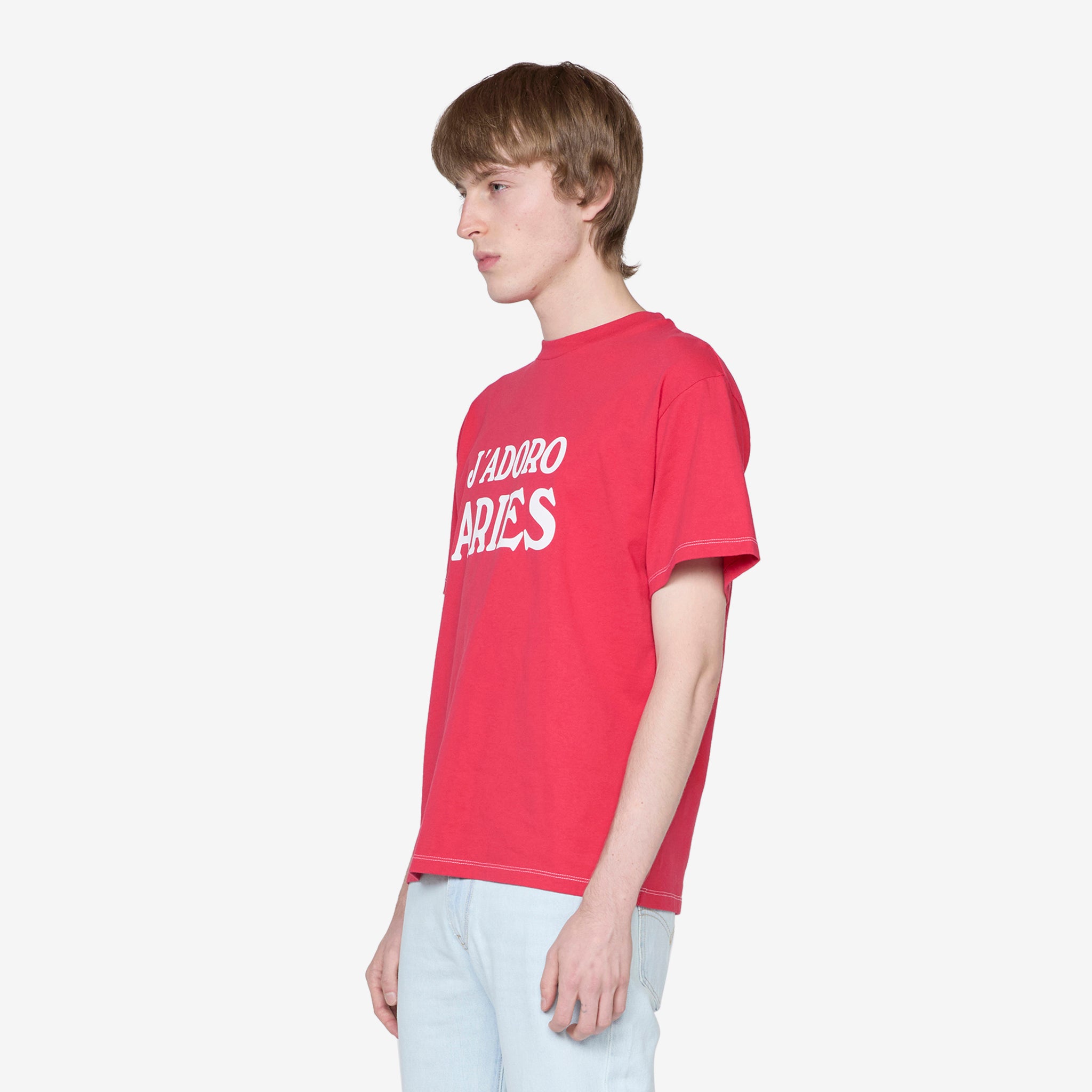 Aries Red Short Sleeve T-Shirt.