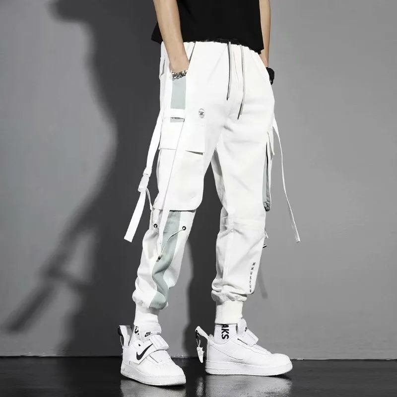 Autumn Safari Style White Casual Military Jogging Cargo Pants for Men