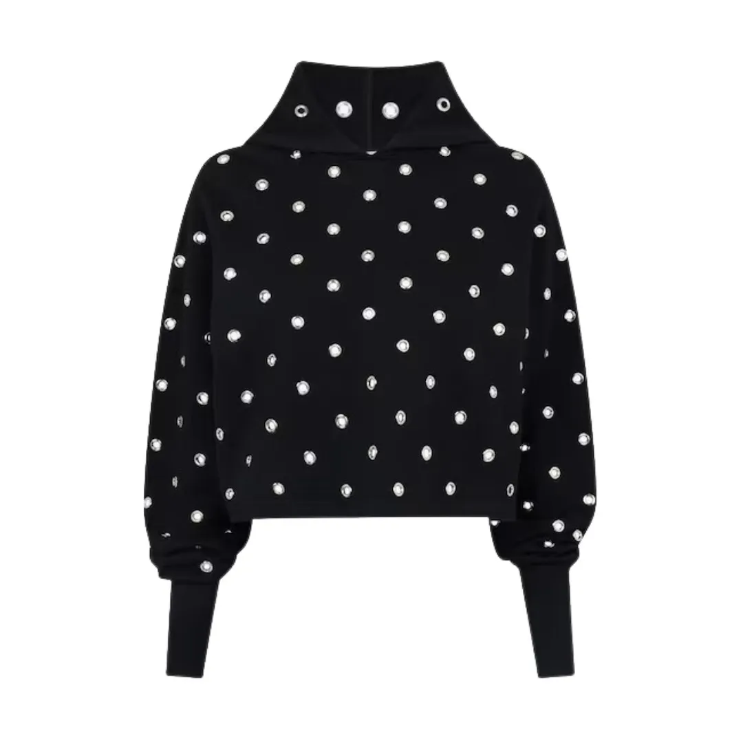 Azzedine Alaia polka dot ribbed street style cotton long sleeve.