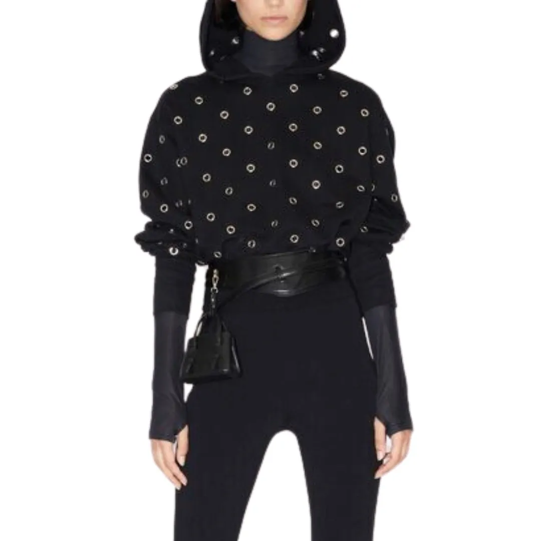 Azzedine Alaia polka dot ribbed street style cotton long sleeve.