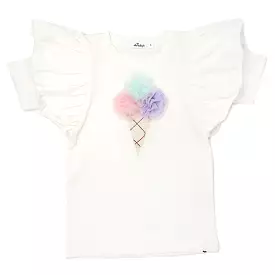 Baby Butterfly Sleeve Short Sleeve Tee - Tulle Ice Cream - Oyster Heather