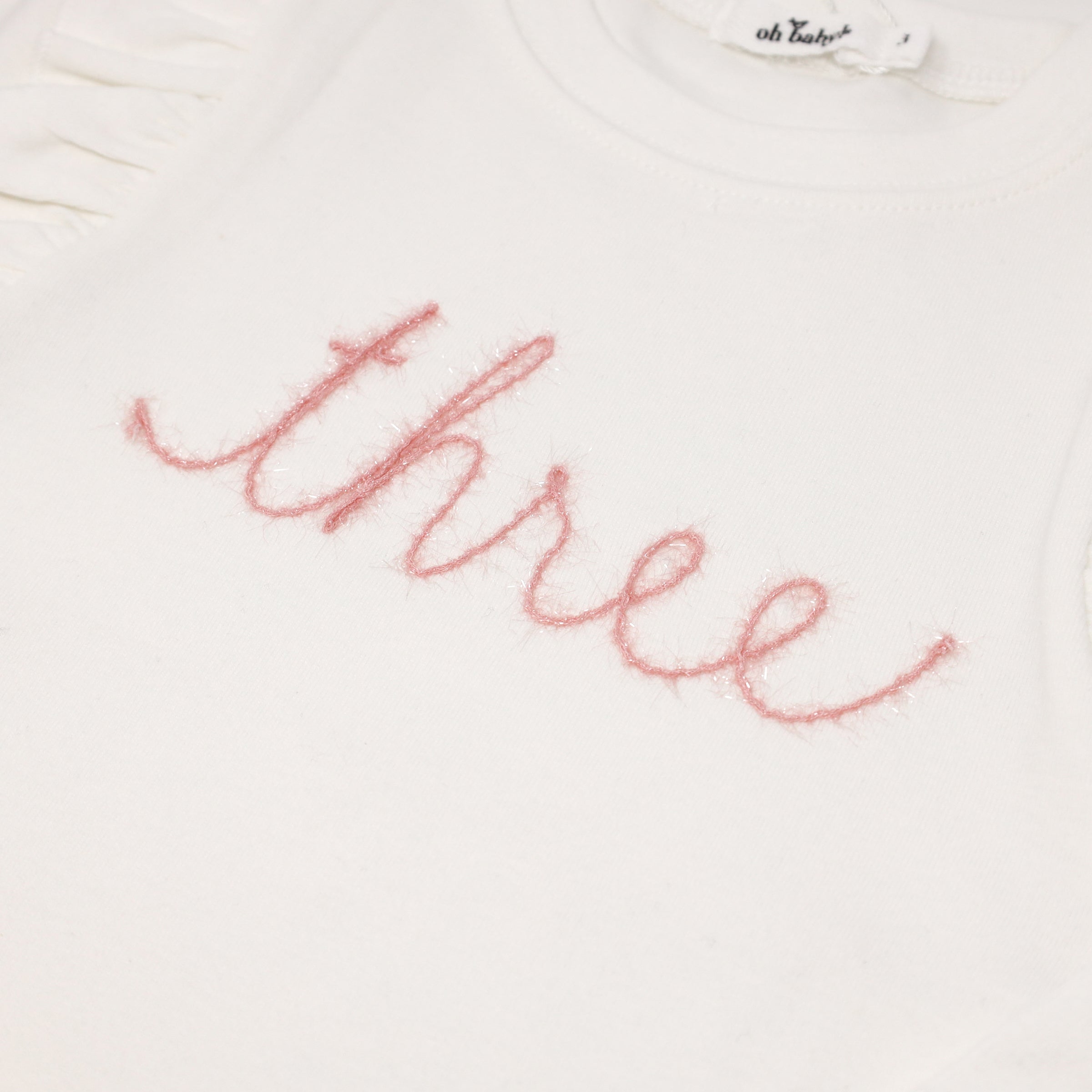 baby Pink Eyelash Millie Long Sleeve Birthday Tee Cream