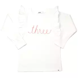 baby Pink Eyelash Millie Long Sleeve Birthday Tee Cream